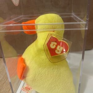 Ty Quacker Yellow Duck Plush Beanie Baby with both tags